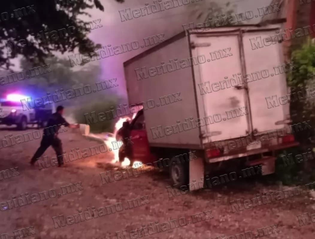 ¡se quemó camioneta!
