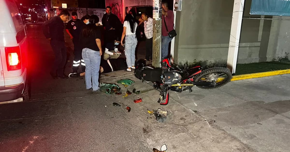 Accidente vial en Victoria deja un motociclista lesionado en Tepic