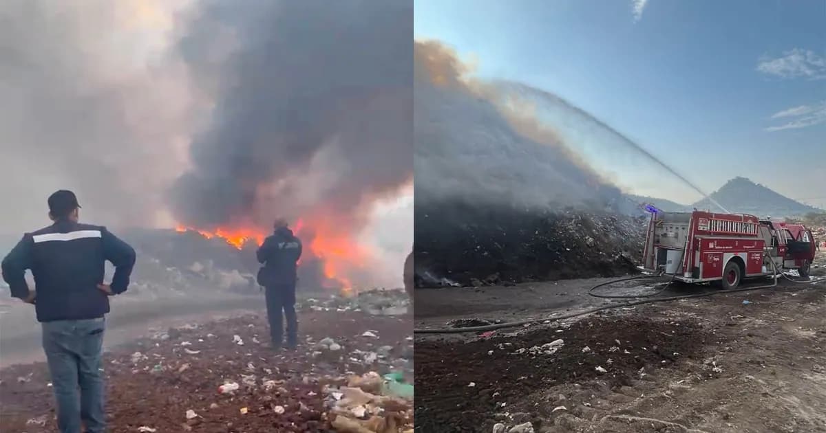 Atiende Gobierno de Geraldine Ponce incendio en el relleno sanitario de El Iztete