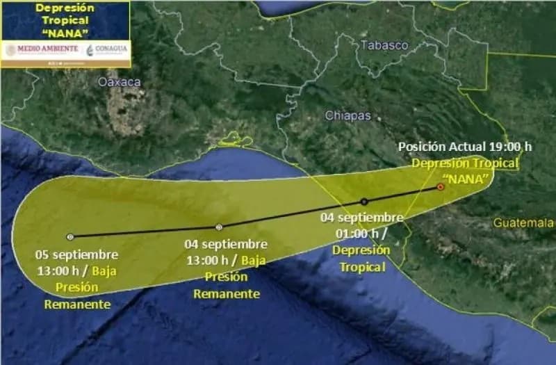 La tormenta tropical \"Nana\" se dirige hacia el sur de México y provocará lluvias fuertes