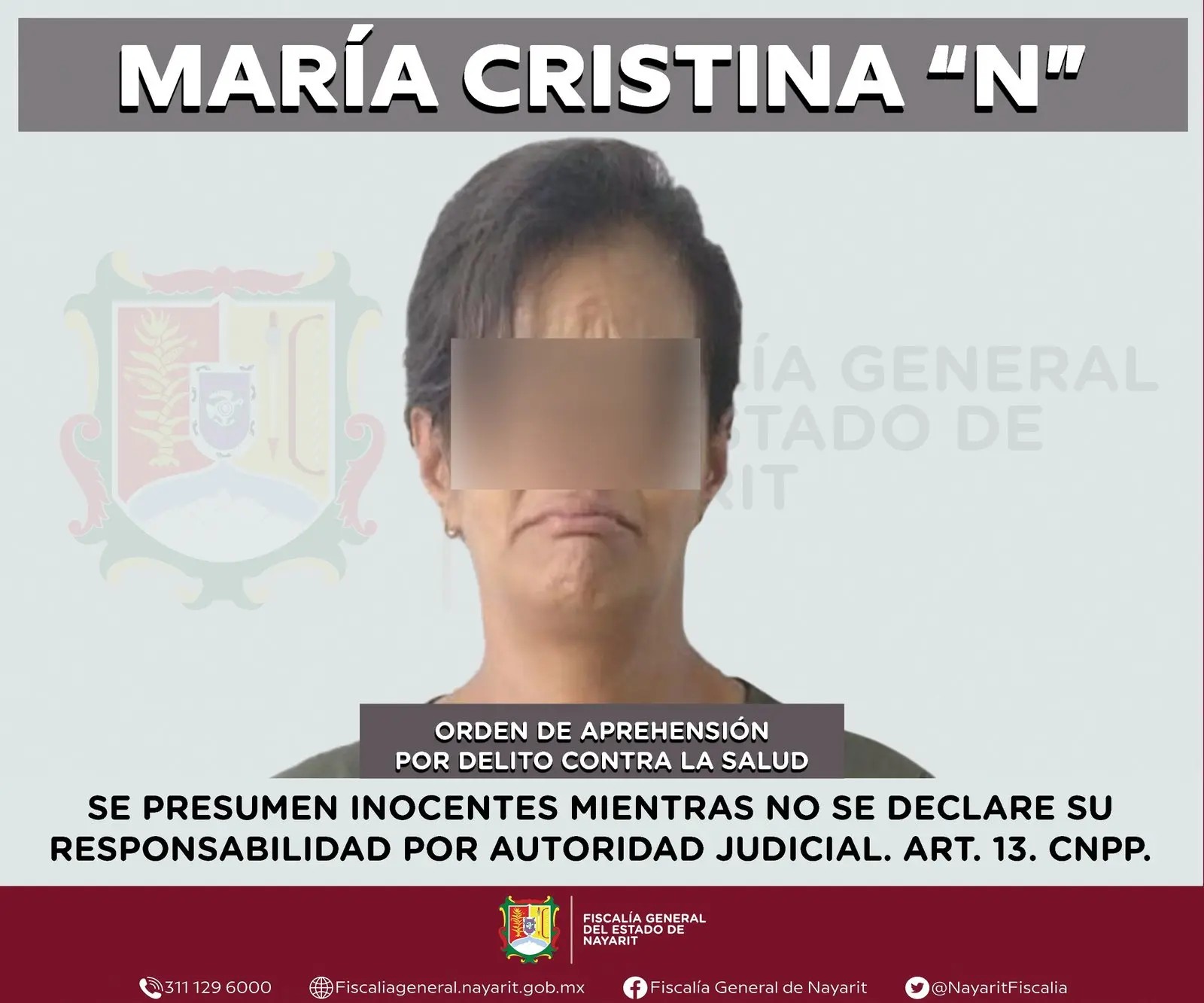 APREHENDIDA EN TEPIC POR DELITO CONTRA LA SALUD