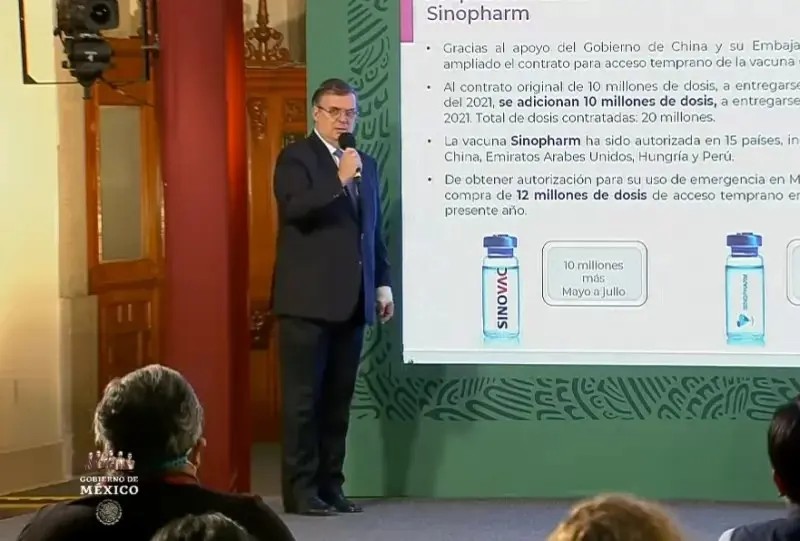 Ebrard anuncia ampliación de dosis con Sinovac hasta 22 millones