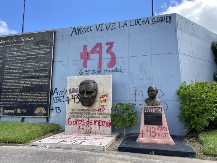 Normalistas vandalizan el Congreso de Guerrero