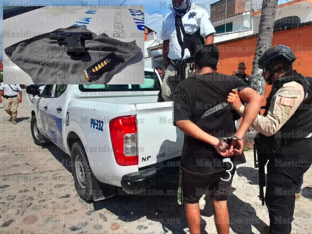 ¡traían una pistola y un puño de mota!